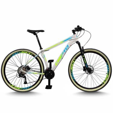 Imagem de Bicicleta Aro 29 Cripto 24 Marchas Freios Disco E Suspensão Pneu Bege - Branco/verde E Azul - 15" Branco/verde E Azul