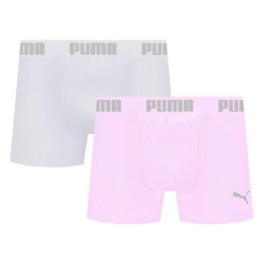 Imagem de Kit 2 Cuecas Puma Boxer Sem Costura Masculina, Branco, Rosa, M
