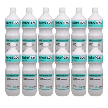 Imagem de Clorexidina Aquosa 0,2/100 1000ml Rioquimica Kit com 12 Unidades