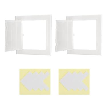 Imagem de PATIKIL Painel de acesso para drywall 15 x 15 cm, 2 conjuntos de plástico ABS capa de orifício de parede porta de acesso com fita dupla face para parede teto elétrico, branco