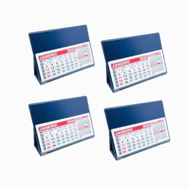 Imagem de Calendário De Mesa 2026, Calendário Executivo, Folhinha de Mesa Azul - KIT 4 UNIDADES