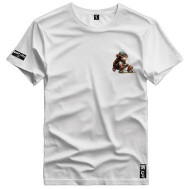 Imagem de Camiseta Coleção The Monkeys PQ Macaco Nerd Shap Life, G, Branco