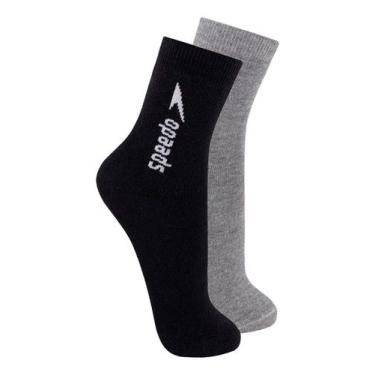 Imagem de Kit com 2 Pares de Meias Esportiva Cano Médio Speedo 8032 Colorido, Ci