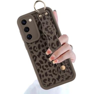 Imagem de LSL Compatível com Samsung Galaxy S23 5G, capa de telefone de silicone guepardo para mulheres e meninas, pulseira com suporte para câmera, proteção à prova de choque, capa fina de 6,1 polegadas