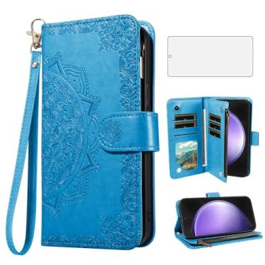 Imagem de Asuwish Capa de telefone para Samsung Galaxy S23 FE 5G capa carteira celular com protetor de tela de vidro temperado e flor flip porta-cartão de crédito suporte suporte S 23 EF S23FE 23S mulheres