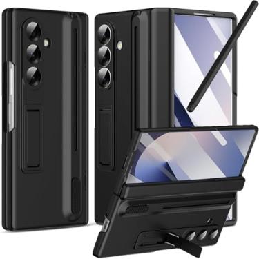 Imagem de NINKI Capa para Samsung Galaxy Z Fold 5 com suporte para caneta S e Stylus e suporte invisível, capa protetora de tela integrada com dobradiça de corpo inteiro dobrável 5 capa para celular Samsung Z