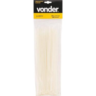Imagem de Abraçadeira De Nylon 140x2,5mm Branca Com 100 Peças Vonder