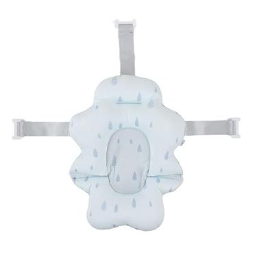 Imagem de Baby Bath Seat Universal flutuante dobrável macio confortável banheira de bebê tapete para chá de bebê recém -nascidos crianças 0 12 meses poliéster 57cm (Gotas de água azul)
