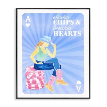 Imagem de Stupell Industries Stackin' Chips And Breakin' Hearts Design de arte giclée emoldurado preto por Hillary Holt, 76 x 61 cm