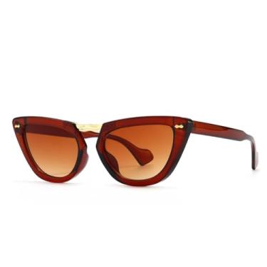 Imagem de Óculos de sol gatinho femininos, armação dupla retrô, moda moderna, proteção UV400 (C8)