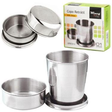 Imagem de Copo de inox retratil com tampa 250ml na caixa - WINCY