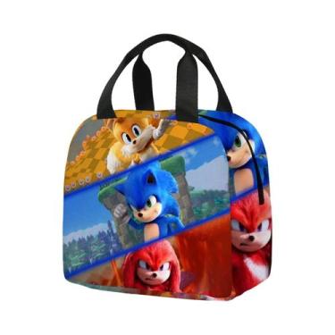 Imagem de Lancheira Térmica Portátil Infantil Com Desenho Animado Do Sonic the H