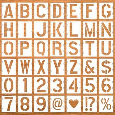 Imagem de UNICRAFTALE 42 peças de estênceis de letras grandes de plástico reutilizáveis com números de pintura, estênceis para álbuns, festivais, projetos de arte, desenho, gravação, longo, 12 cm