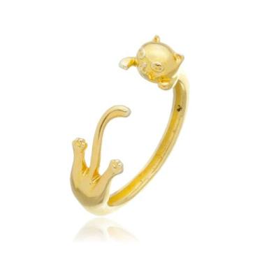 Imagem de Anel Gatinho Corpinho Inteiro Ouro Amarelo 18 Kl - Juniorjoiaspiracica
