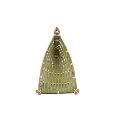 Imagem de Cesta de bambu tecida à mão, organizador criativo para decoração de casa, barco amarelo, barco de amendoim, barco verde(Bamboo Boat Small)