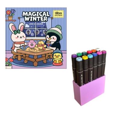 Imagem de Kit Livro de Colorir Cute & Relax com 12 Canetinhas Touch e Suporte Or
