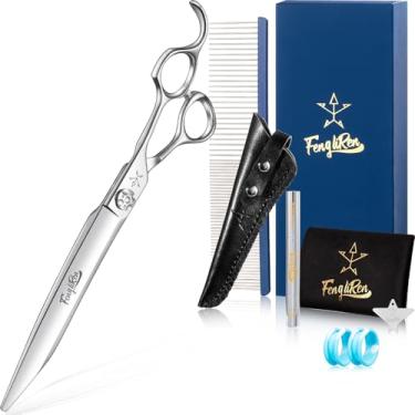 Imagem de Fengliren Tesoura profissional de alta qualidade para cuidados com cães de 20 cm extremamente afiada feita de liga de aço inoxidável à mão para tosador de cães e gatos
