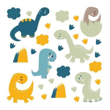 Imagem de Adesivo de Parede Infantil Dinossauros Quarto Menino Bebe - 250ir - Al
