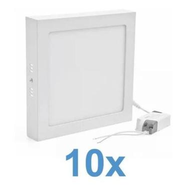 Imagem de 10 Plafon Led Quadrado Painel Sobrepor Luminaria 25w 30x30cm Branco Fr