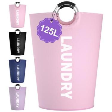 Imagem de Cesto de roupa suja IHOMAGIC Dirty Clothes 125L impermeável rosa
