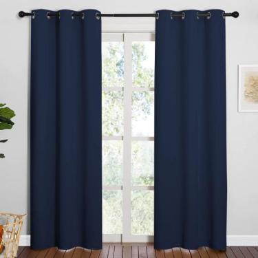Imagem de Cortinas Blackout NICETOWN com isolamento térmico azul marinho 42x213c