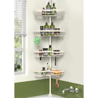 Imagem de Shower Corner Caddy Tension Pole KEGII Cream White