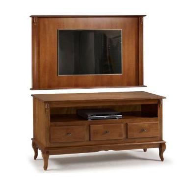 Imagem de Rack com Painel para Sala 150cm Pés Luis XV 3 Gavetas e Nicho Linz Móv