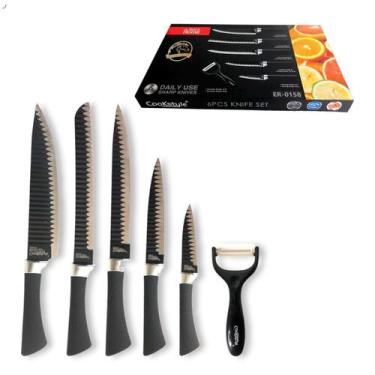Imagem de Kit 6 Peças Facas Gourmet Antiaderente Churrasco Cozinha - Relet