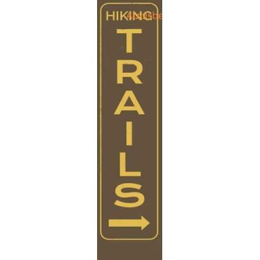 Imagem de Placa de metal para trilhas de caminhada – Decoração de parede vertical rústica para casa, cabine, cozinha, bar, lanchonete ou pub – Placa de lata estilo vintage para amantes da natureza e caminhantes