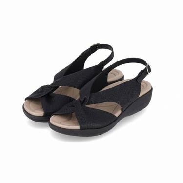 Imagem de Sandália Anabela Feminina para Fascite Plantar, Preta (NP Preto, BR, Adulto, Numérico, 36)