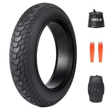 Imagem de MEGHNA Fat Bike Tire 40.6 cm Pneu de bicicleta elétrica 40,6 x 7,6 cm (75-305) Heavy Duty Knooby antiderrapante dobrável pneu todo terreno para E-Bike Snow Bike Kids Bike (1 conjunto, 40,6 cm)