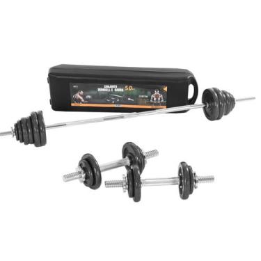 Imagem de Kit Maleta Halteres Completa 50Kg Barra Anilha Dumbbell Wct - Wct Fitn