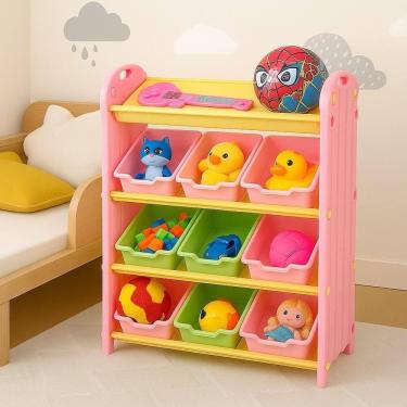 Imagem de Estante Armario Infantil Colorido 9 Gavetas 4 Prateleiras Organizador Brinquedos Porta Treco Quarto