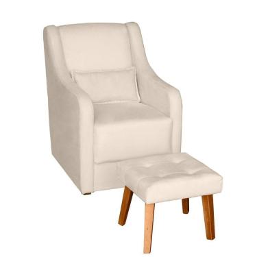 Imagem de Poltrona Para Amamentação e Descanso Glamour Com Puff e Almofada Confortavel bege