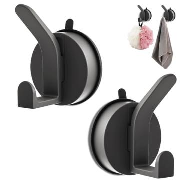 Imagem de Ganchos de ventosa para chuveiro, ganchos de sucção para chuveiros internos, janela de porta de vidro, ganchos de toalha para banheiros, super sucção, sem perfuração, reutilizável e remoção a qualquer