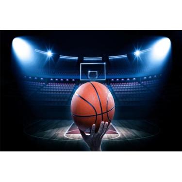 Imagem de Painel de Lona Basquete Arremesso - Fabrika de Festa, 150x100cm