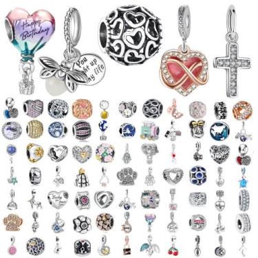 Imagem de Pingentes europeus Spacer Beads para pulseira Pandora, pacote com 9 - 