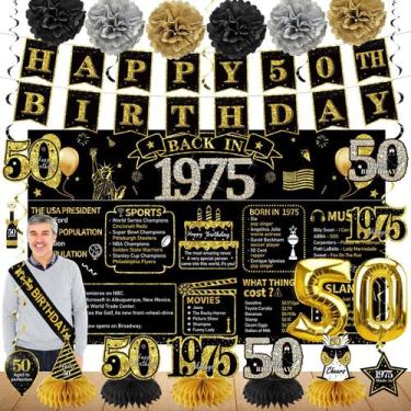 Imagem de Decorações de aniversário Zirtorei 50th Vintage 1975 para homens 21 un