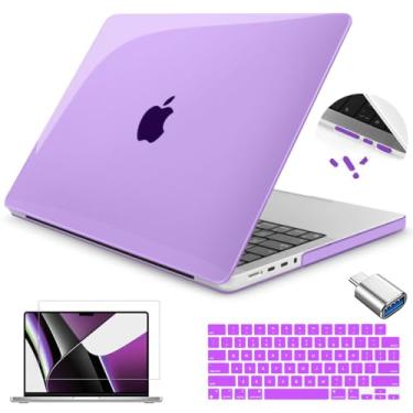 Imagem de Teryeefi Capa para MacBook Pro 14 polegadas 2023 2022 2021 versão A2918 A2992 A2442 A2779, capa rígida transparente com película de teclado compatível com MacBook Pro 14,2 polegadas M3 M2 M1 Pro com