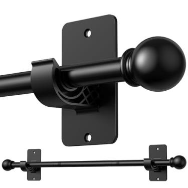 Imagem de Hastes de cortina sem perfuração para janelas ajustáveis pretas, sem perfuração, 82 a 230 cm (serve para janelas de 66 a 86 polegadas), haste adesiva de 1,5 cm, solução sem perfuração para