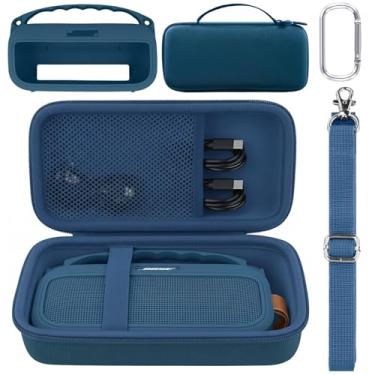 Imagem de co2CREA Capa de substituição rígida e de silicone para alto-falante portátil Bose SoundLink Flex 2ª geração Bluetooth, com mosquetão e alça de ombro (capa azul crepúsculo)