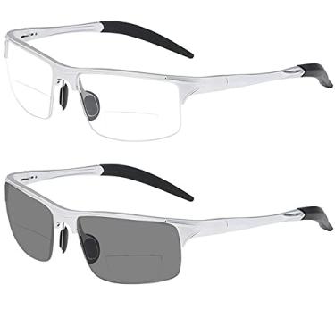 Imagem de mincl Óculos De Leitura Multifocais Alumínio E Magnésio Para Homens, Presbiopia Hipermetropia, Sol Bifocais Fotocrômicos Nx (Prata, 1,5)