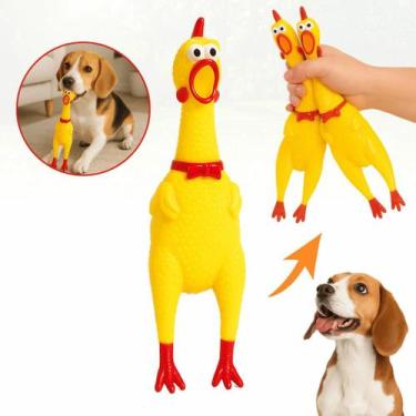 Imagem de Frango Galinha Brinquedo Pet Borracha Mordedor com Apito 30cm - Tex