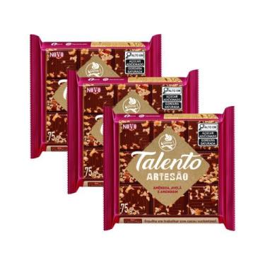 Imagem de Kit 3 Chocolate Garoto Talento Artesão Amêndoa, Avelã e Amendoim 75g