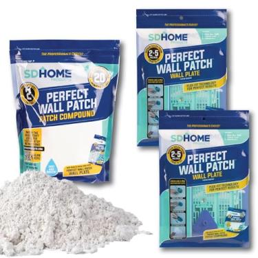 Imagem de Placa de reparo de drywall e kit composto da SD Home, conserta furos grandes rapidamente, pacote com 2 placas de suporte de parede e 1 saco de enchimento de respingos de secagem rápida, fácil e rápido