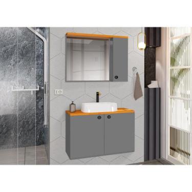 Imagem de Conjunto para Banheiro Gabinete Suspenso com Cuba e Espelheira Madri C