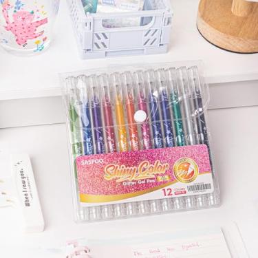 Imagem de SASPOO Caneta de gel com glitter 36 cores, canetas de gel metálico vibrante brilhante para colorir, canetas de glitter para adultos, canetas de gel coloridas para livros de colorir e desenhar adultos