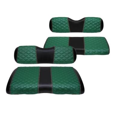 Imagem de SAMXOMAP Capas de assento dianteiras e traseiras de carrinho de golfe à prova d'água e resistente ao sol acessórios de capa de assento de vinil de grau marinho para EZGO RXV 2008+, verde (4 peças)
