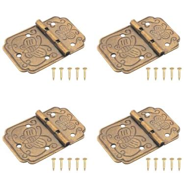 Imagem de ZZLZX 4 peças dobradiça quadrada borboleta com parafusos 2 x 1,3 x 2,3 cm caixa de madeira gravada em latão joias presente vinho dobradiça para mini caixa de ferramentas de armário