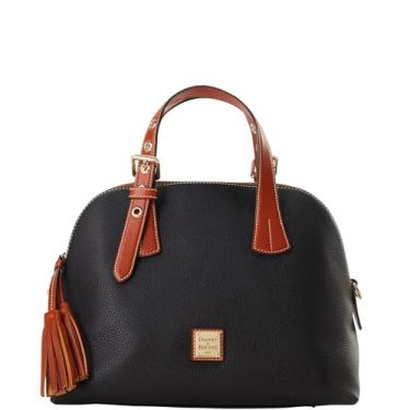 Imagem de Dooney & Bourke Bolsa de couro feminina, bolsa de mão pequena Aubrey Pebble Grain com alça transversal, Preto, One Size
